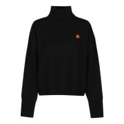 Zwarte Boxy Crest Turtle Neck Sweater Kenzo , Black , Dames