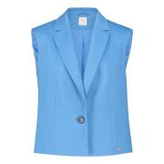Elegante Mouwloze Vest met Kraag Betty & Co , Blue , Dames