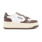 Witte Leren Platform Sneakers Autry , Brown , Dames