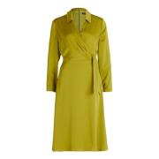 Satin Wrap Cocktailjurk met Kraag vera mont , Green , Dames