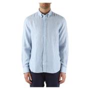 Gestreept Linnen Regular Fit Overhemd Tommy Hilfiger , Blue , Heren