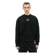 Katoen Fleece Logo Applique Sweatshirt Moncler , Black , Heren