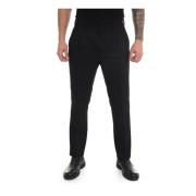 Flanellen broek met elastische taille Berwich , Black , Heren