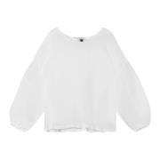 Ruimvallende katoenen blouse met pofmouwen 10Days , White , Dames