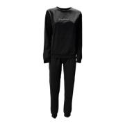 Katoen Zwart Logo Lettering Pyjamaset Emporio Armani , Black , Dames