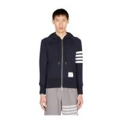 4 Bar Hooded Sweatshirt met Rits Thom Browne , Blue , Heren