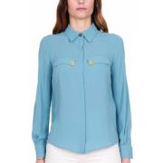 Elegante Georgette Blouse Elisabetta Franchi , Blue , Dames