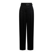 Enkellange taillebroek met strikceintuur Jil Sander , Black , Dames