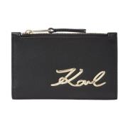 Zwarte leren damesportemonnee Karl Lagerfeld , Black , Dames