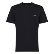 Navy Katoenen T-shirt Korte Mouwen Ermenegildo Zegna , Black , Heren