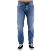 Heren Denim Jeans 5-Pocket Knoopsluiting Don The Fuller , Blue , Heren