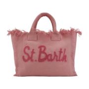 Canvas Shopper Tas Roze Franjes Rits MC2 Saint Barth , Pink , Dames