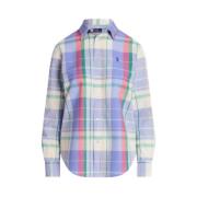 Geruite Katoenen Overhemd - Lichtblauw Ralph Lauren , Multicolor , Dam...