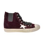 Velvet Bordeaux High Top Sneakers Golden Goose , Red , Heren