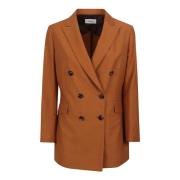 Rust Slim Fit Double-Breasted Jacket Saulina , Brown , Dames
