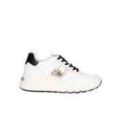 Witte Leren Sneakers met Gouden Inzetstukken Nerogiardini , White , Da...