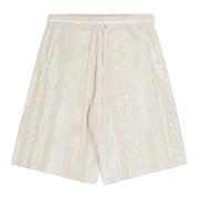 Multicolor Jacquard Katoenen Bermuda Shorts Laneus , Beige , Heren