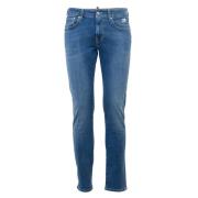 Italiaanse Slim-Fit Stretch Denim Jeans Roy Roger's , Blue , Heren