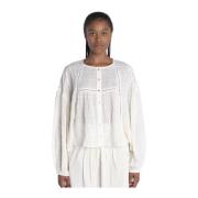Witte Gestreepte Shirt met Reliëf Berenice , White , Dames