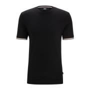 Zwarte Crewneck T-shirt met Contrastbies Boss , Black , Heren