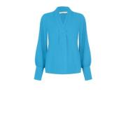Satijnen blouse met pofmouwen Rinascimento , Blue , Dames
