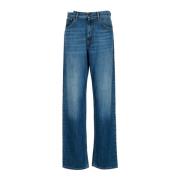 Hoge Taille Wijde Pijp Denim Jeans PT Torino , Blue , Dames