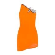 Een-schouder kristal roos mini jurk David Koma , Orange , Dames