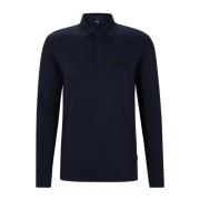 Lange Mouw Jersey Polo Shirt Boss , Blue , Heren