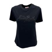 Zwart T-shirt met strass detail MC2 Saint Barth , Black , Dames