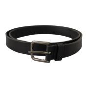 Zwart Leren Metalen Gesp Riem Dolce & Gabbana , Black , Heren