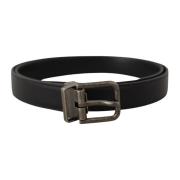 Vintage Logo Metalen Gesp Leren Riem Dolce & Gabbana , Black , Heren