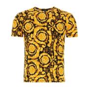 Katoenen Stretch T-shirt met Print Versace , Yellow , Heren