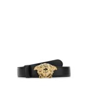 Klassieke Zwarte Leren Riem Versace , Black , Dames