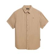 Beige Linnen Casual Shirt Napapijri , Beige , Heren