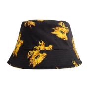 Zwarte Monogram Bucket Hat Geborduurd Palm Angels , Multicolor , Heren