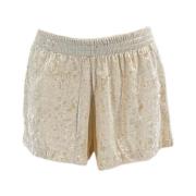 Ivory Velvet Shorts Regular Fit MC2 Saint Barth , Beige , Dames