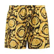 Barocco Print Zijden Pyjamashorts Versace , Multicolor , Heren