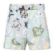 Blauwe Katoenen Bermuda Shorts Abstracte Print Lanvin , Multicolor , H...