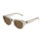 Ronde Vintage Stijl Zonnebril Saint Laurent , Beige , Unisex