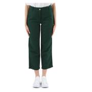 Katoen Linnen Straight Fit Broek Tommy Hilfiger , Green , Dames