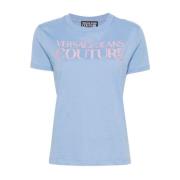 Heldere Blauwe T-Shirts Polos Versace Jeans Couture , Blue , Dames