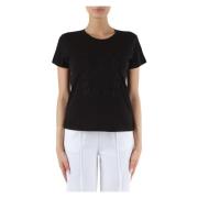 Geborduurd katoenen T-shirt Richmond , Black , Dames