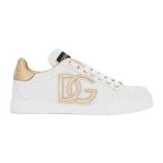 Logo DG Goud Sneakers Made in Italy Dolce & Gabbana , White , Dames