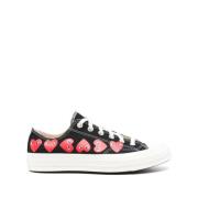 Hartprint Canvas Sneakers Zwart Comme des Garçons , Black , Heren