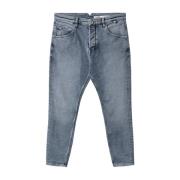 Faded Stretch Jeans Blauw Tapered Been Gabba , Blue , Heren