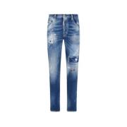 Skater Jeans met Patches Dsquared2 , Blue , Heren