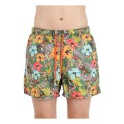 Jungle Print Beachwear Shorts Gallo , Multicolor , Heren