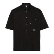 Zwarte Katoenen Overhemd Popeline Ingedrukt Logo C.p. Company , Black ...