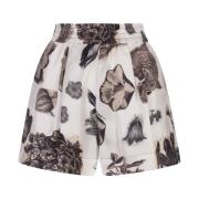 Witte Bloemenprint Poplin Shorts Marni , Multicolor , Dames