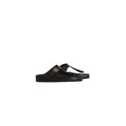 Maya Zwart Leren Slippers Scholl , Black , Dames